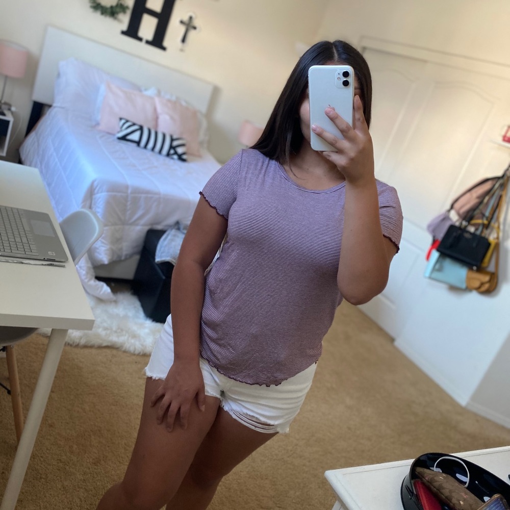 Pink Rose striped T-shirt